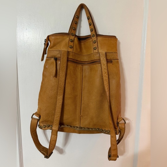 Free People Tan Leather Studded Backpack - Picture 2 of 2